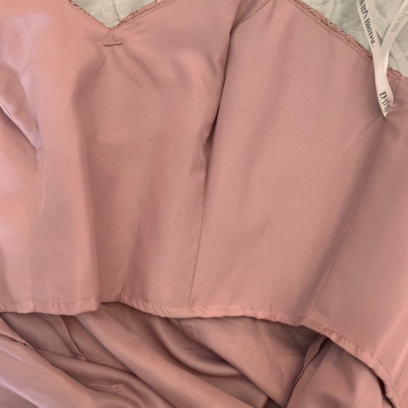 NWOT David's Bridal rose gold lace strapless dress ruched wedding prom mini 0 - Picture 3 of 13